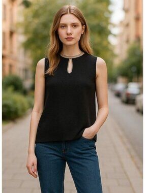 GRAYSON & DUNN Black Cashmere Sleeveless Top Ladies Large